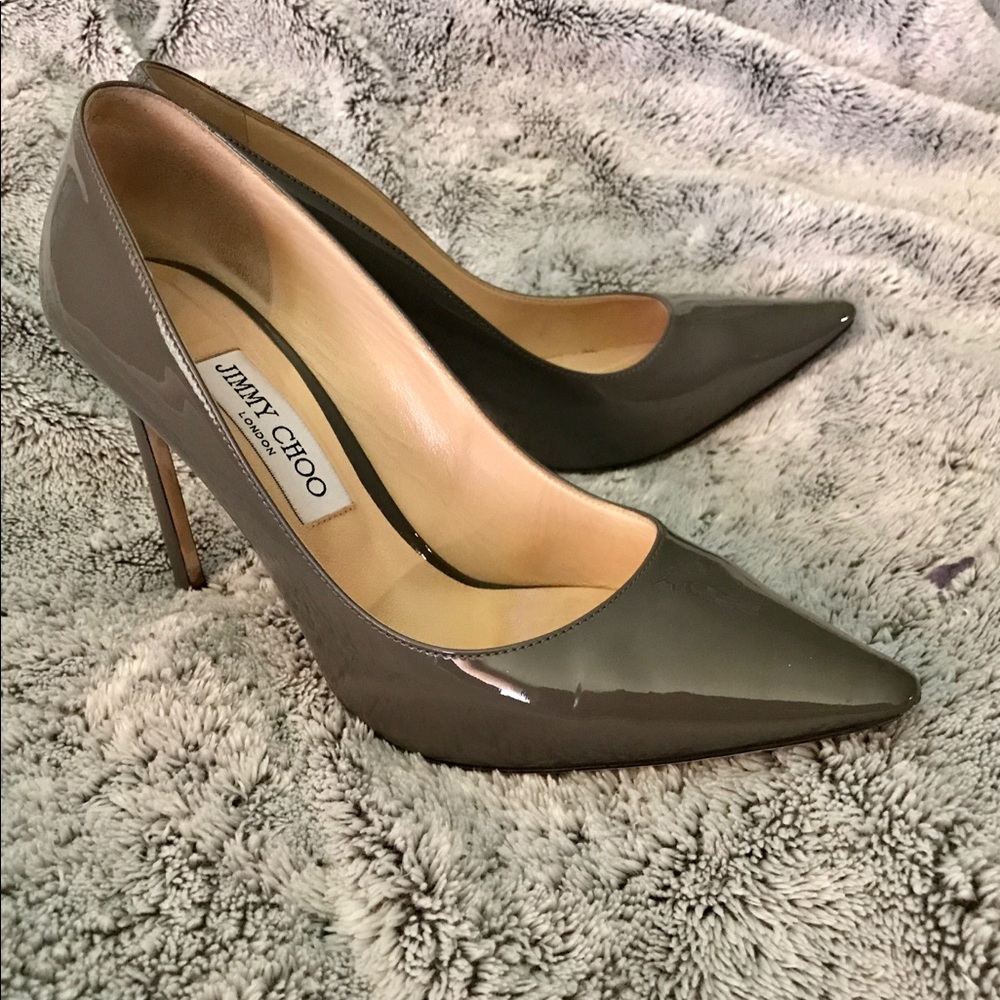 Grey Patent Leather Jimmy Choo Stilettos 38.5